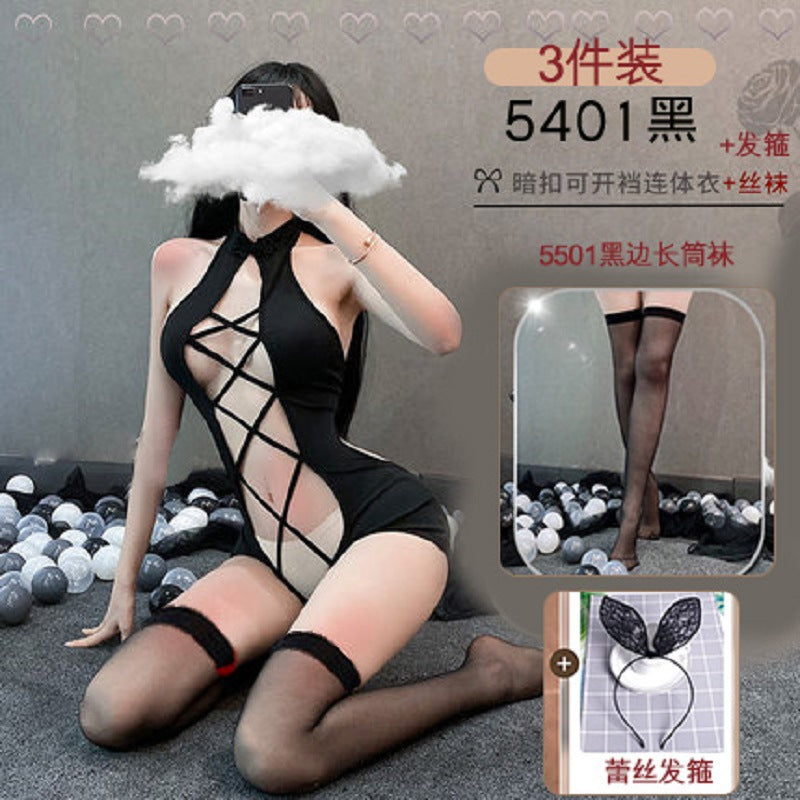 Sexy lingerie sexy uniform tights mesh sukumizu jumpsuit Can match stockings combination