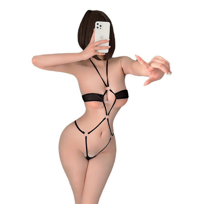 Underwear sexy steel ring suit free of temptation sexy jumpsuit open fork swimsuit sukumizu student three-point